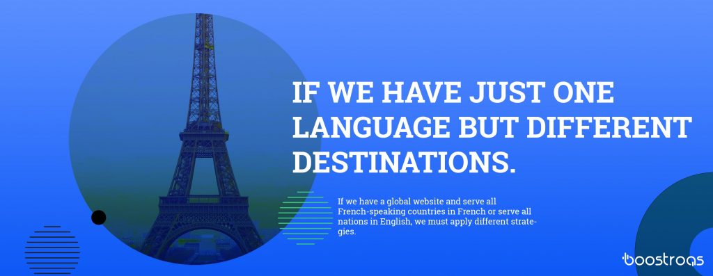 If we have a global website and serve all French-speaking countries in French or serve all nations in English, we must apply different strategies.