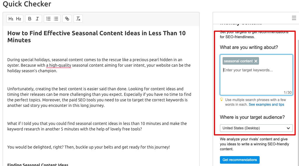 seo writing assistant setup