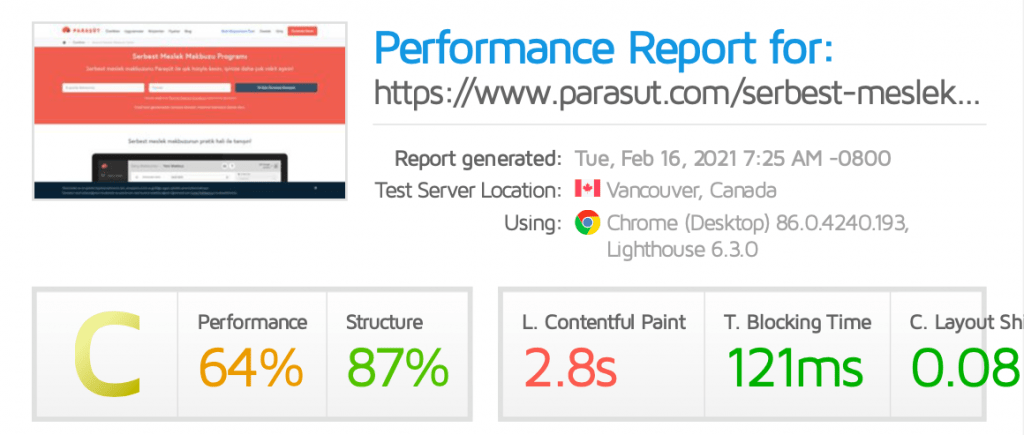 Client 1 GTMetrix Score After