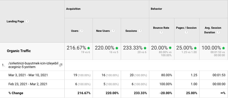 Client 2 Organic Performance
