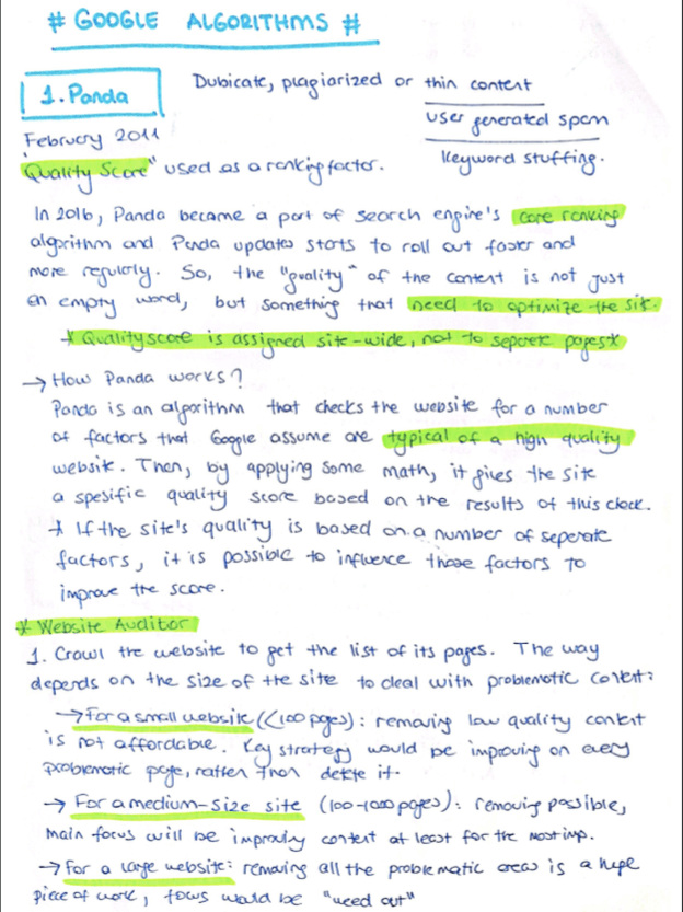 How does Google Algorithms work, notes from Berna Bakir